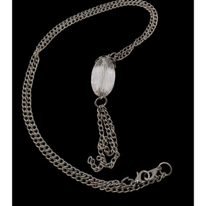Silver Acrylic Bead Tassel Necklace Minimalist Boho Pendant Jewelry