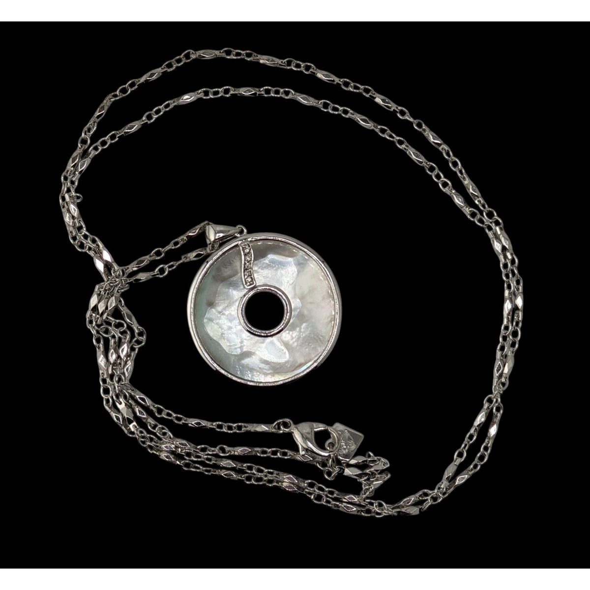 Vintage Boho Mod Cookie Lee Mother of Pearl Disc Pendant Necklace