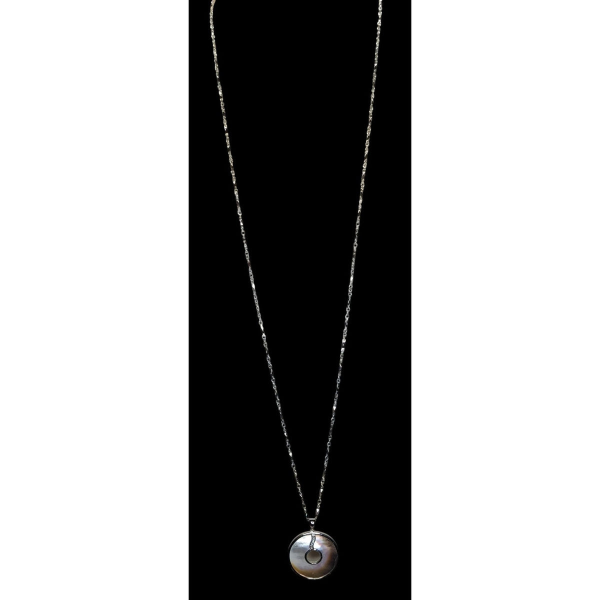 Vintage Boho Mod Cookie Lee Mother of Pearl Disc Pendant Necklace