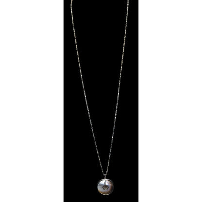 Vintage Boho Mod Cookie Lee Mother of Pearl Disc Pendant Necklace