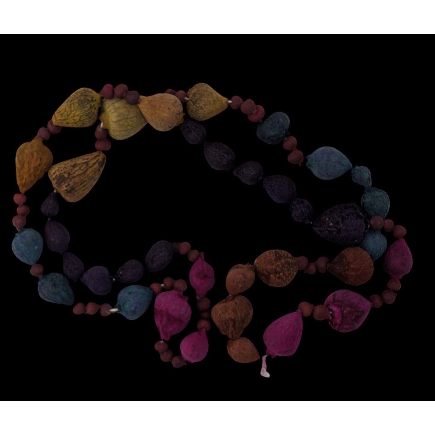 Handmade Rainbow Dyed Seed Bohemian Necklace