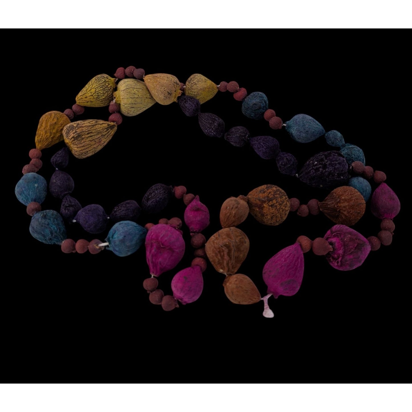 Handmade Rainbow Dyed Seed Bohemian Necklace