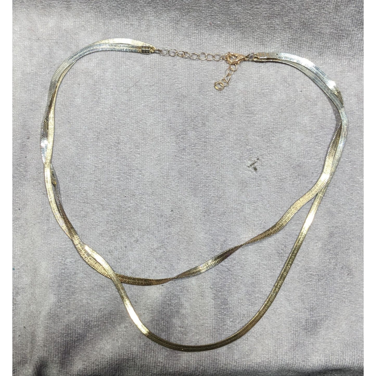 Chic Double Layer Silver/Gold Tone Flat Snake Chain Necklace
