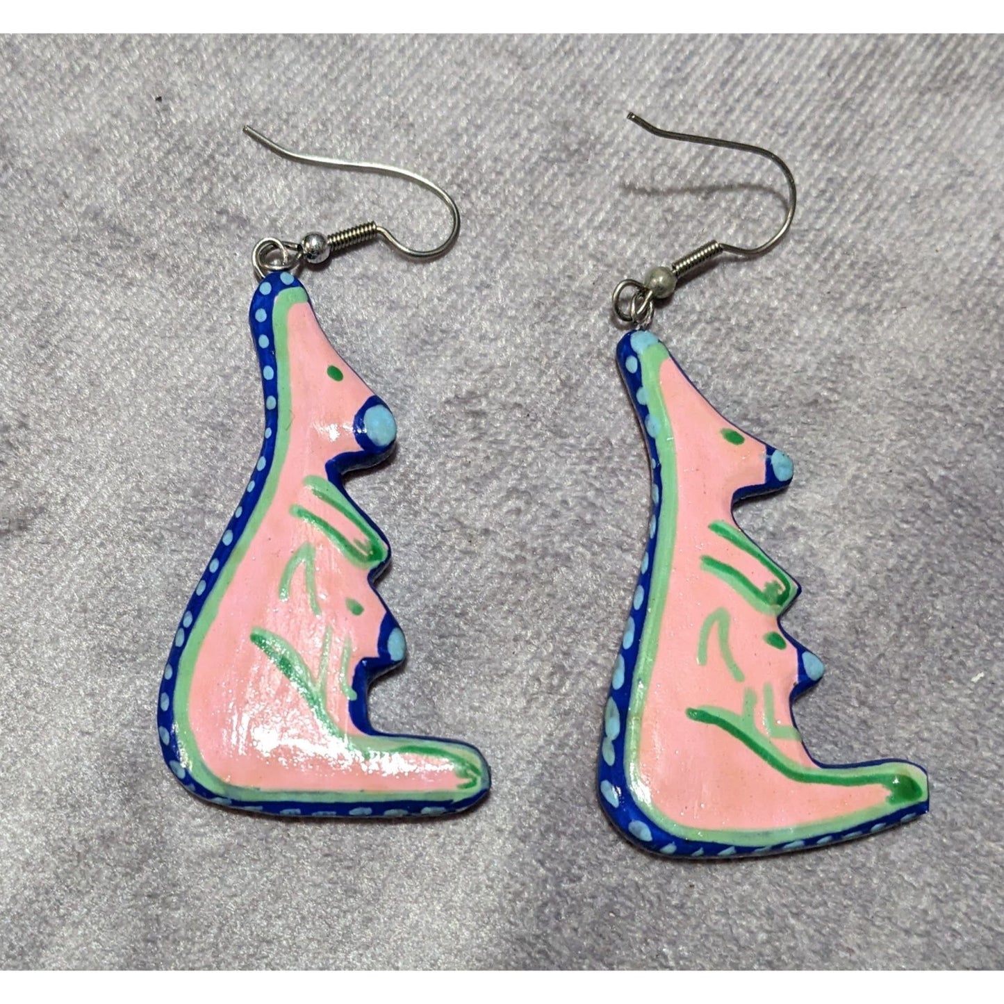 Vintage 90s Hand Painted Australian Kangaroo Earrings