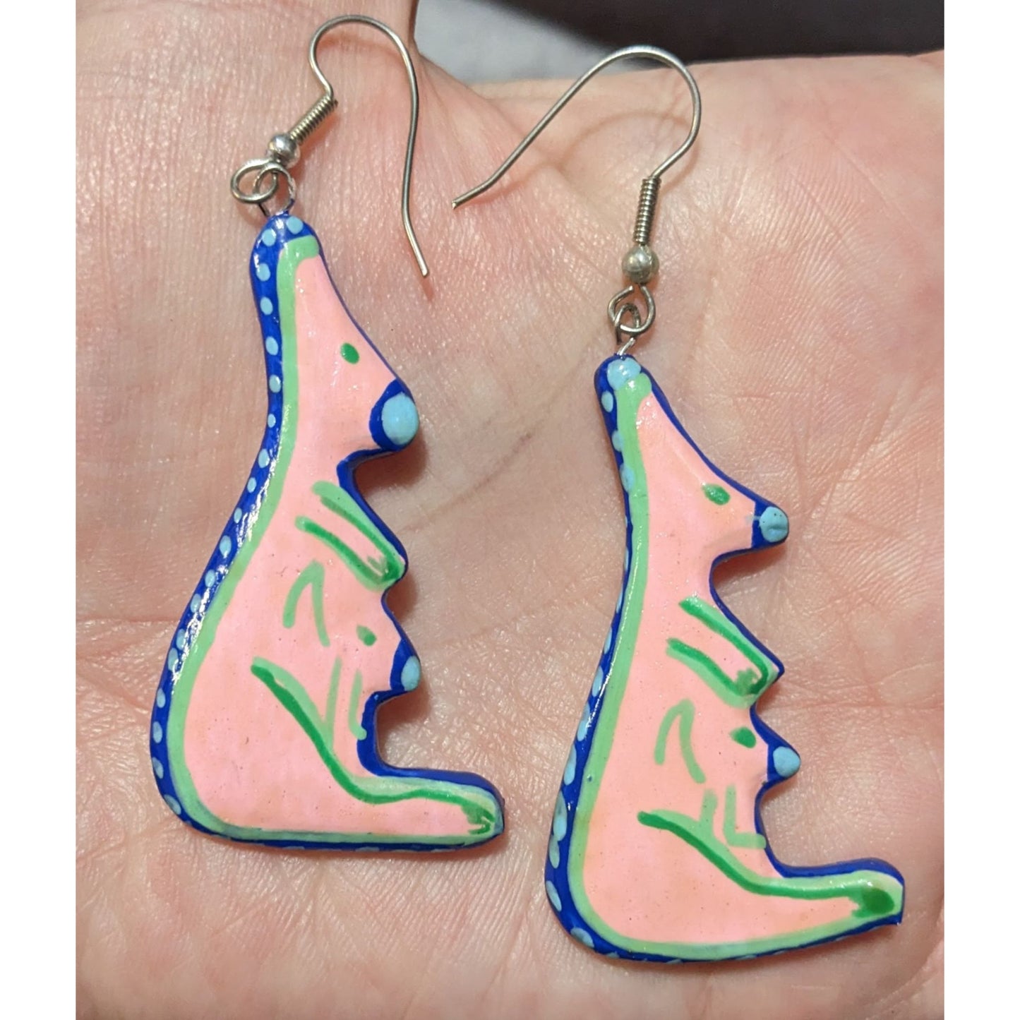 Vintage 90s Hand Painted Australian Kangaroo Earrings