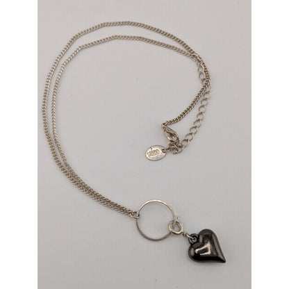 Claires Y2K Puffed Heart Pendant Necklace