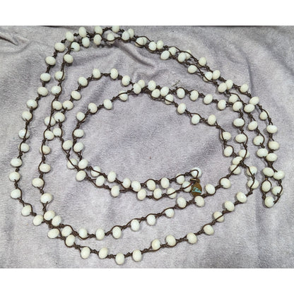 Fabulina White Faceted Glass Beaded Extra Long Necklace