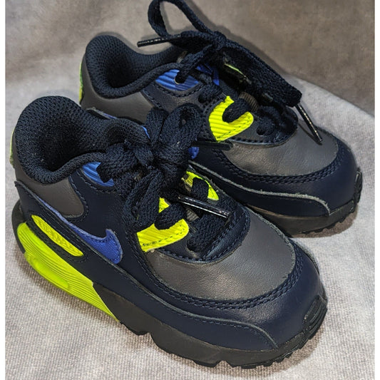 Nike Air Max 90 LTR Kids Shoes Dark Grey/Hyper Royal/Volt Size 5C