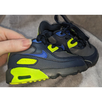 Nike Air Max 90 LTR Kids Shoes Dark Grey/Hyper Royal/Volt Size 5C