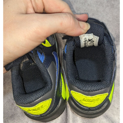 Nike Air Max 90 LTR Kids Shoes Dark Grey/Hyper Royal/Volt Size 5C