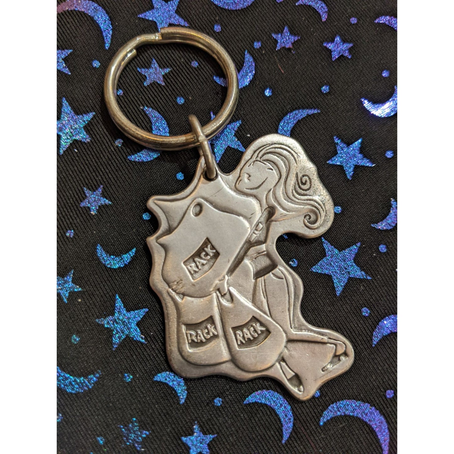 Quirky Shopaholic Silver Tone Metal Keychain