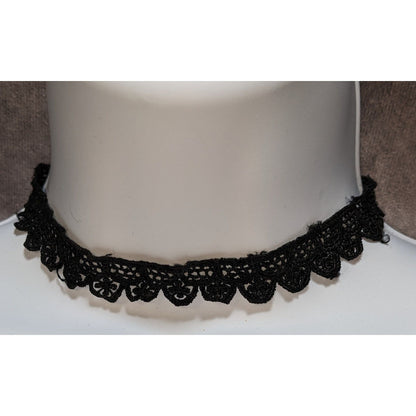 90s Goth Black Scalloped Lace Choker Necklace Dark Romantic Alt Y2K Jewelry