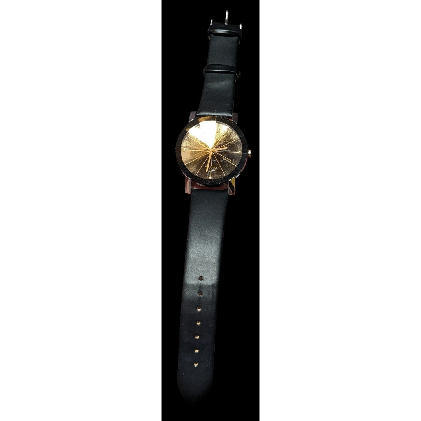 Black And Gold Prism Face Analog Wrist Watch