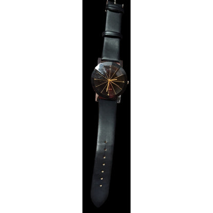 Black And Gold Prism Face Analog Wrist Watch