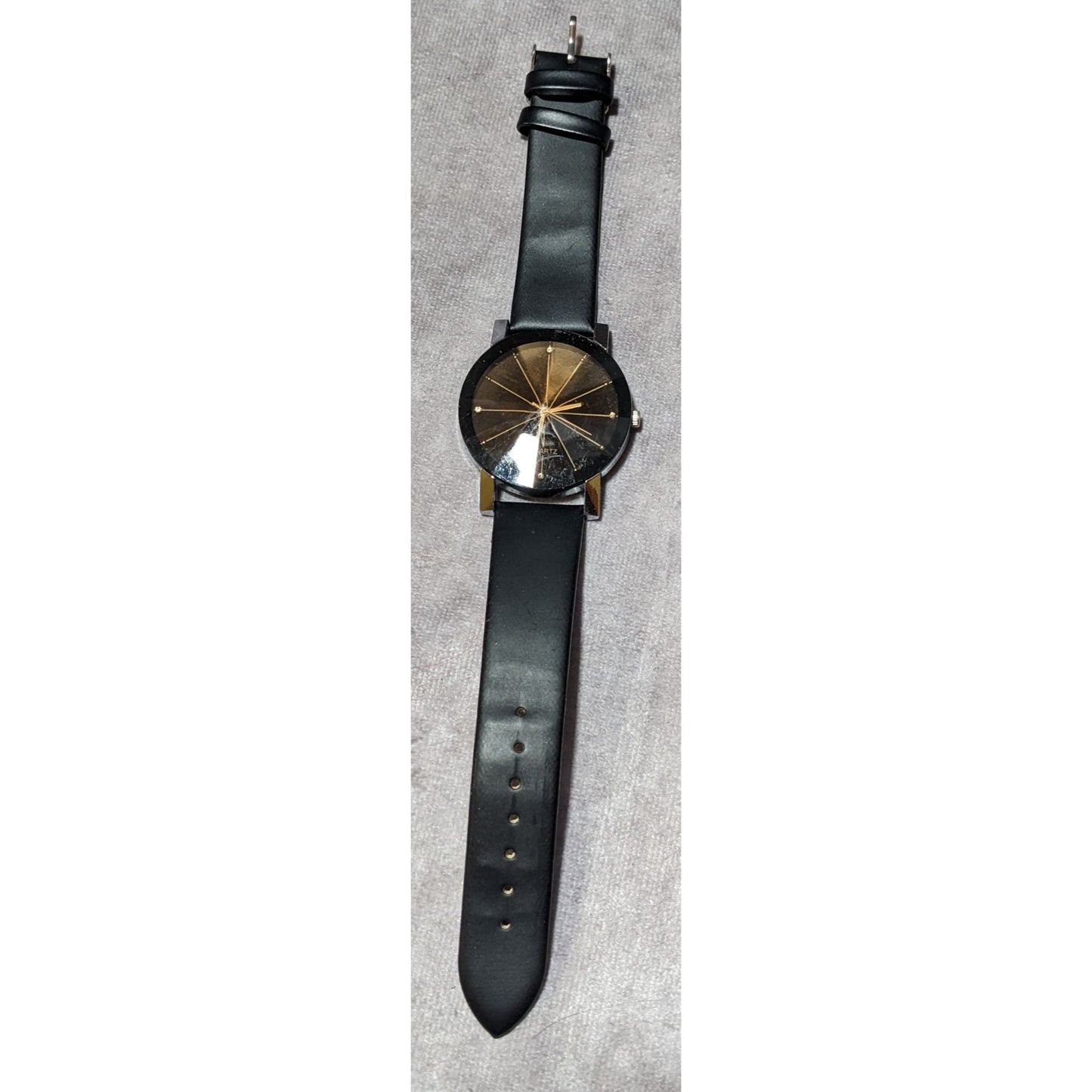 Black And Gold Prism Face Analog Wrist Watch