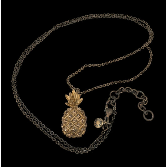 Preppy Summer J. Crew Gold Pineapple Pendant Necklace