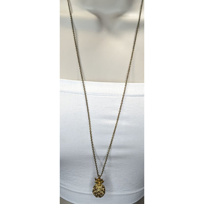 Preppy Summer J. Crew Gold Pineapple Pendant Necklace