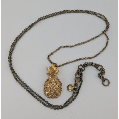 Preppy Summer J. Crew Gold Pineapple Pendant Necklace