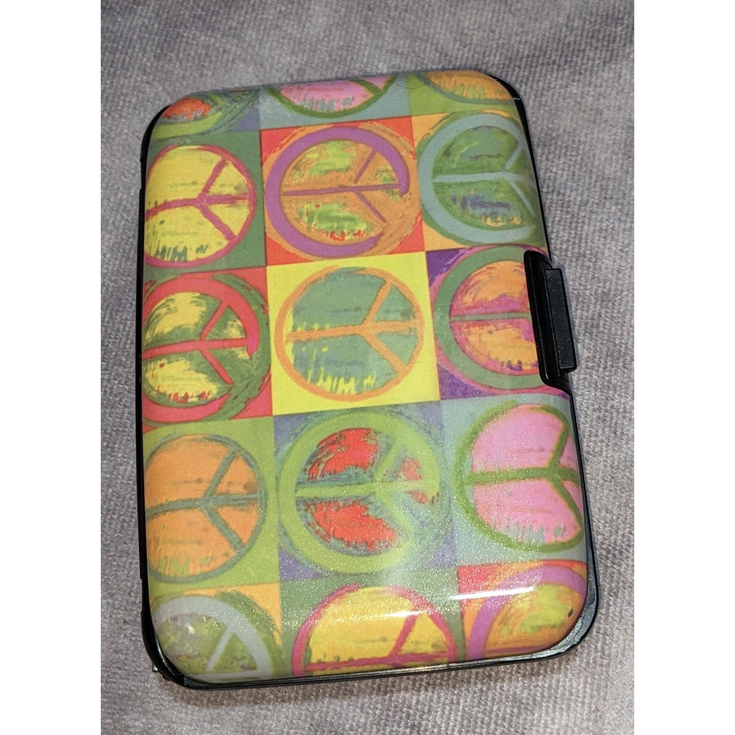 Hippie Peace Sign Hard Shell Accordion Card Holder Wallet