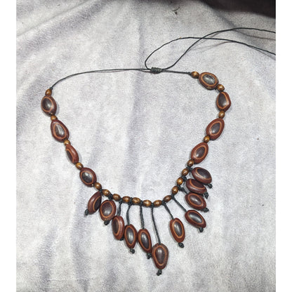 Bohemian Elephant Ear Seed Beaded Cascade Necklace