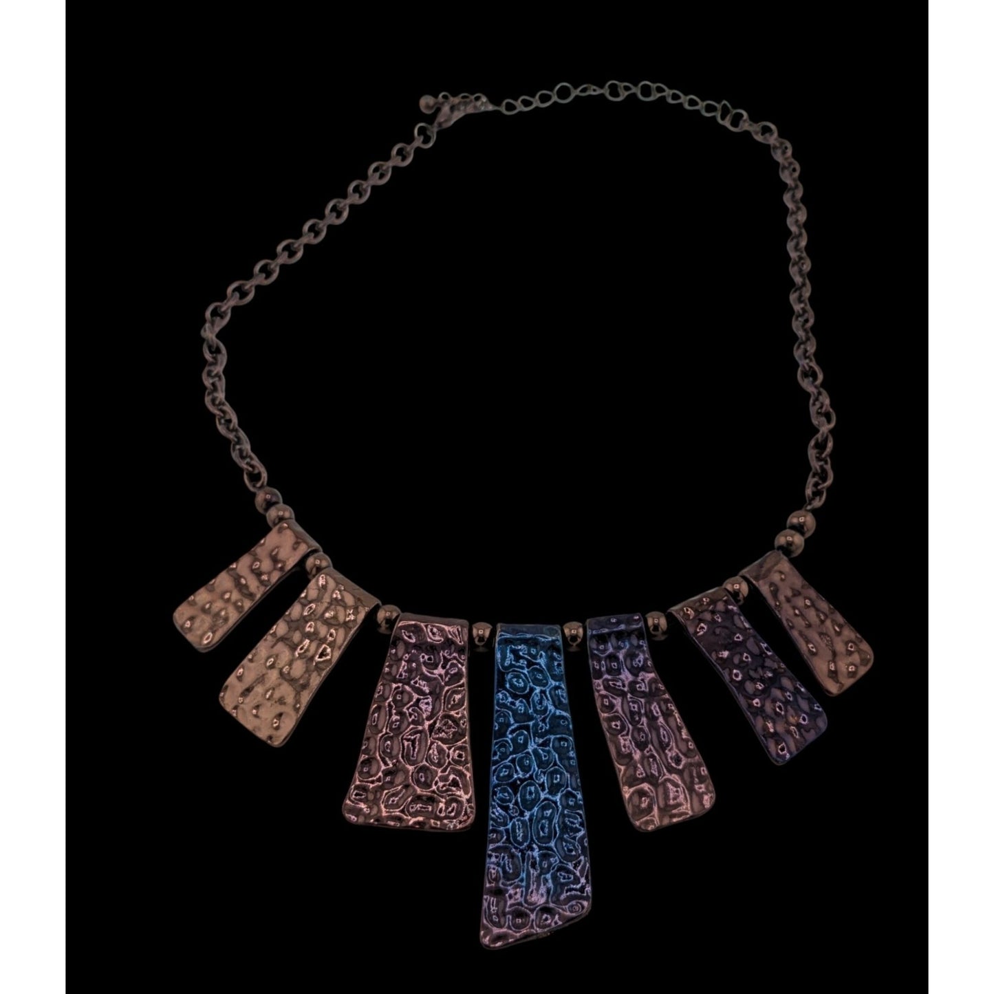 Brutalist Anodized Textured Cascade Bib Necklace