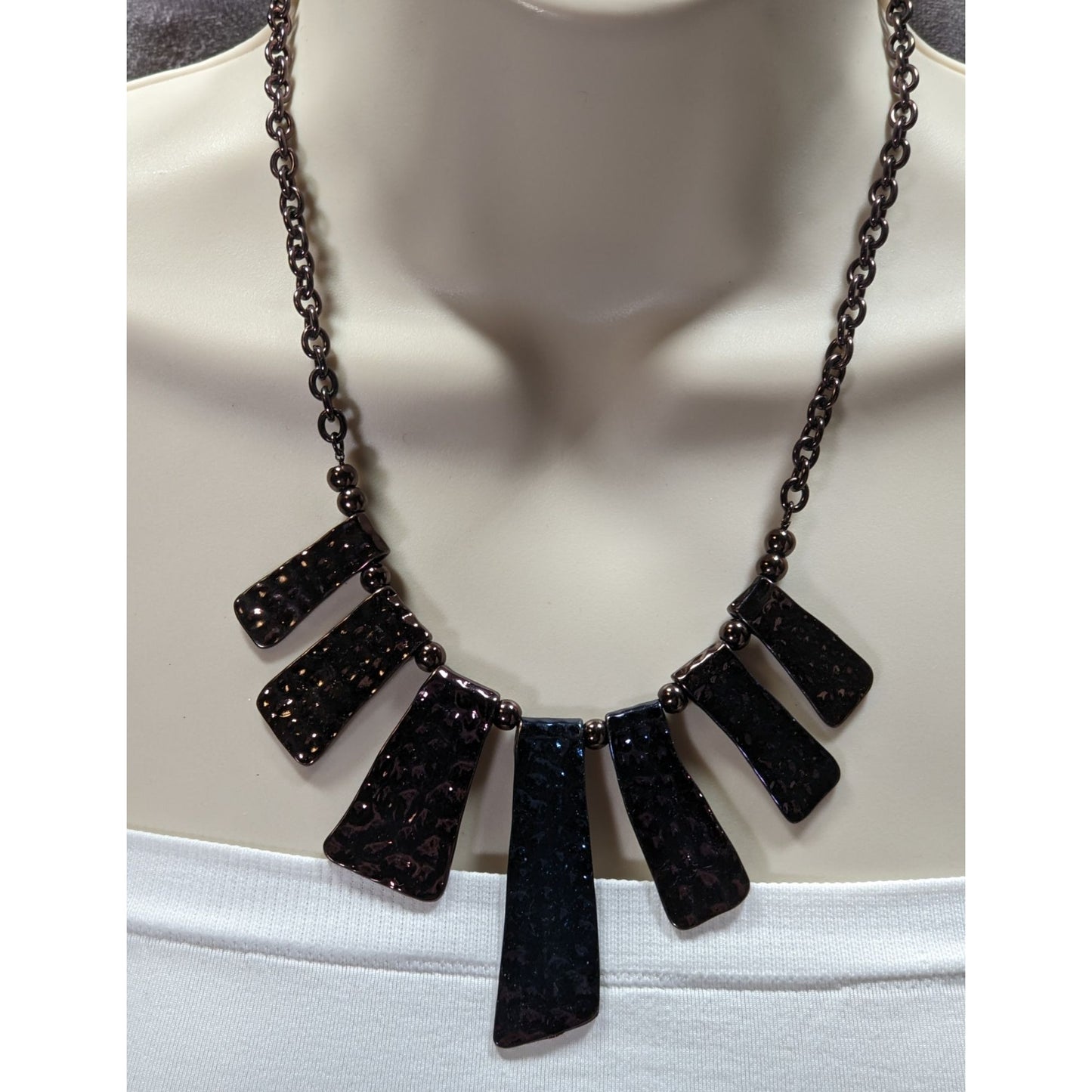Brutalist Anodized Textured Cascade Bib Necklace