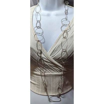 Silver Tone Open Link Chunky Chain Necklace