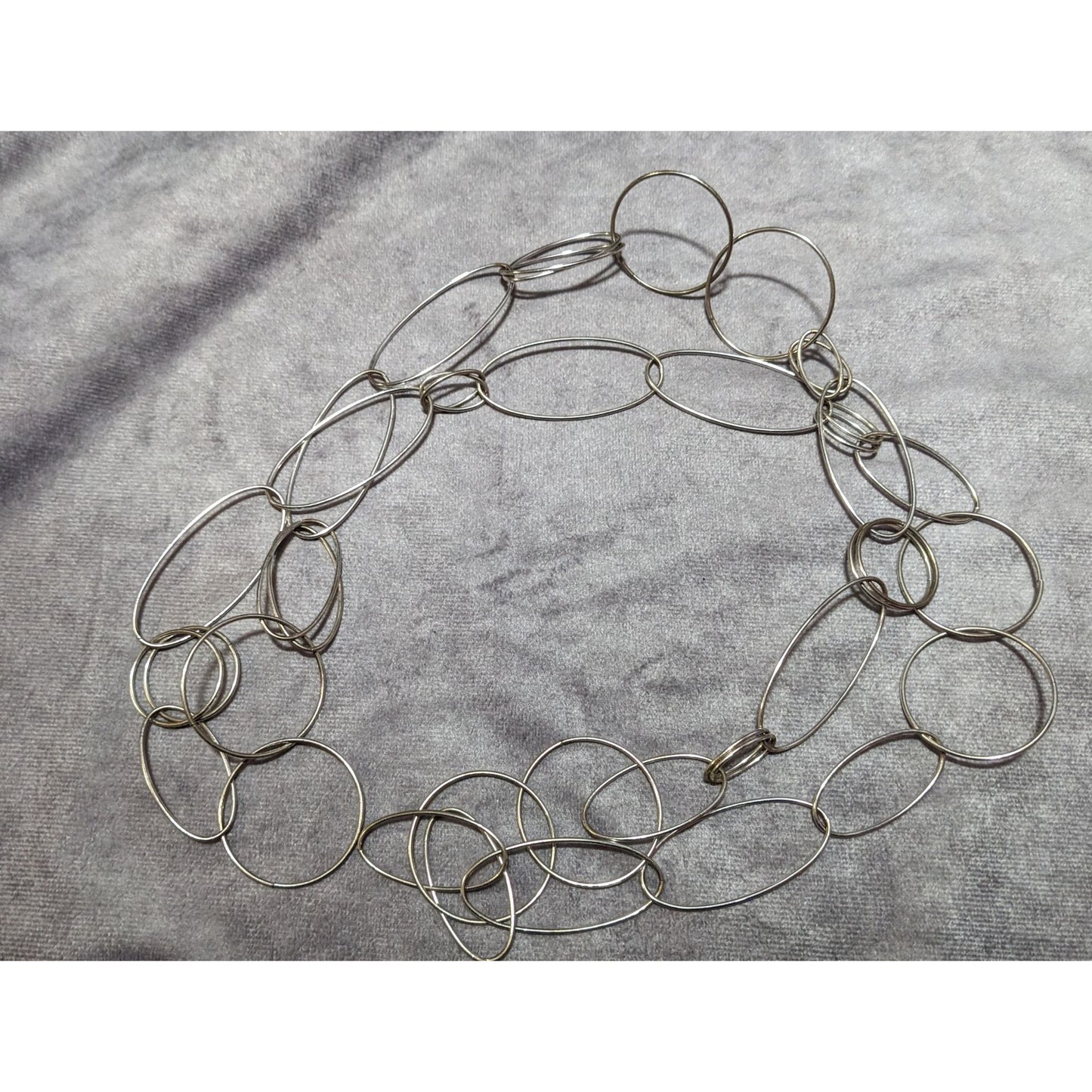 Silver Tone Open Link Chunky Chain Necklace