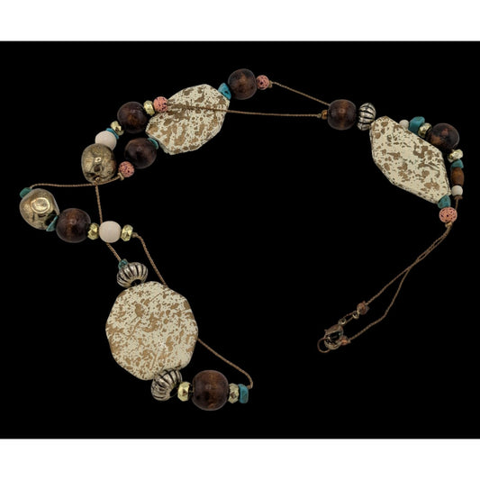 Vintage 90s Rustic Southwestern Beaded Station Necklace