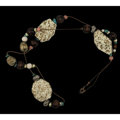 Vintage 90s Rustic Southwestern Beaded Station Necklace