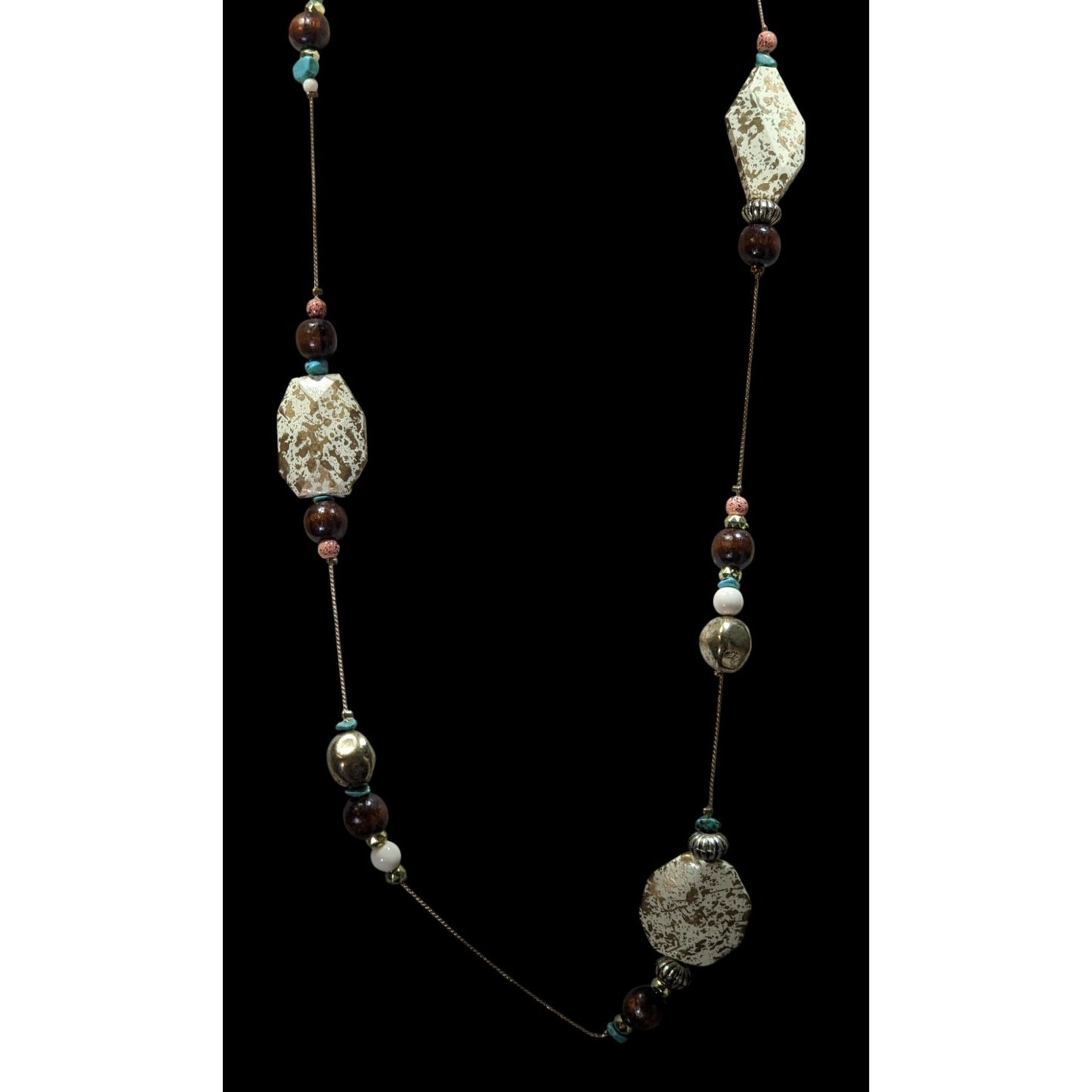 Vintage 90s Rustic Southwestern Beaded Station Necklace