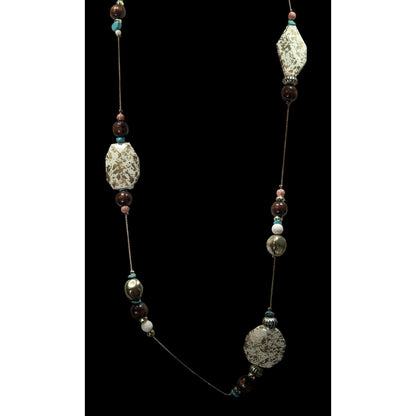 Vintage 90s Rustic Southwestern Beaded Station Necklace