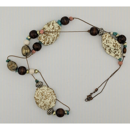 Vintage 90s Rustic Southwestern Beaded Station Necklace