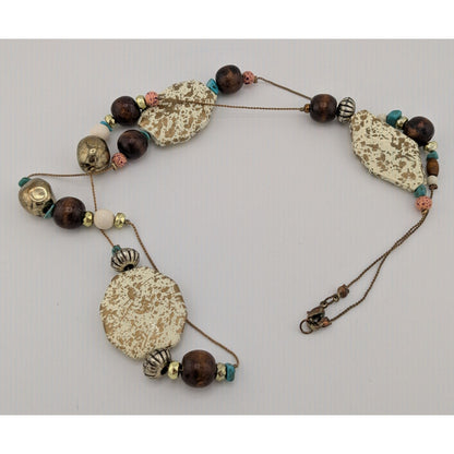 Vintage 90s Rustic Southwestern Beaded Station Necklace
