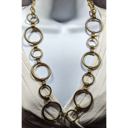 Vintage Glam Chunky Ring Chain Gold Tone Necklace