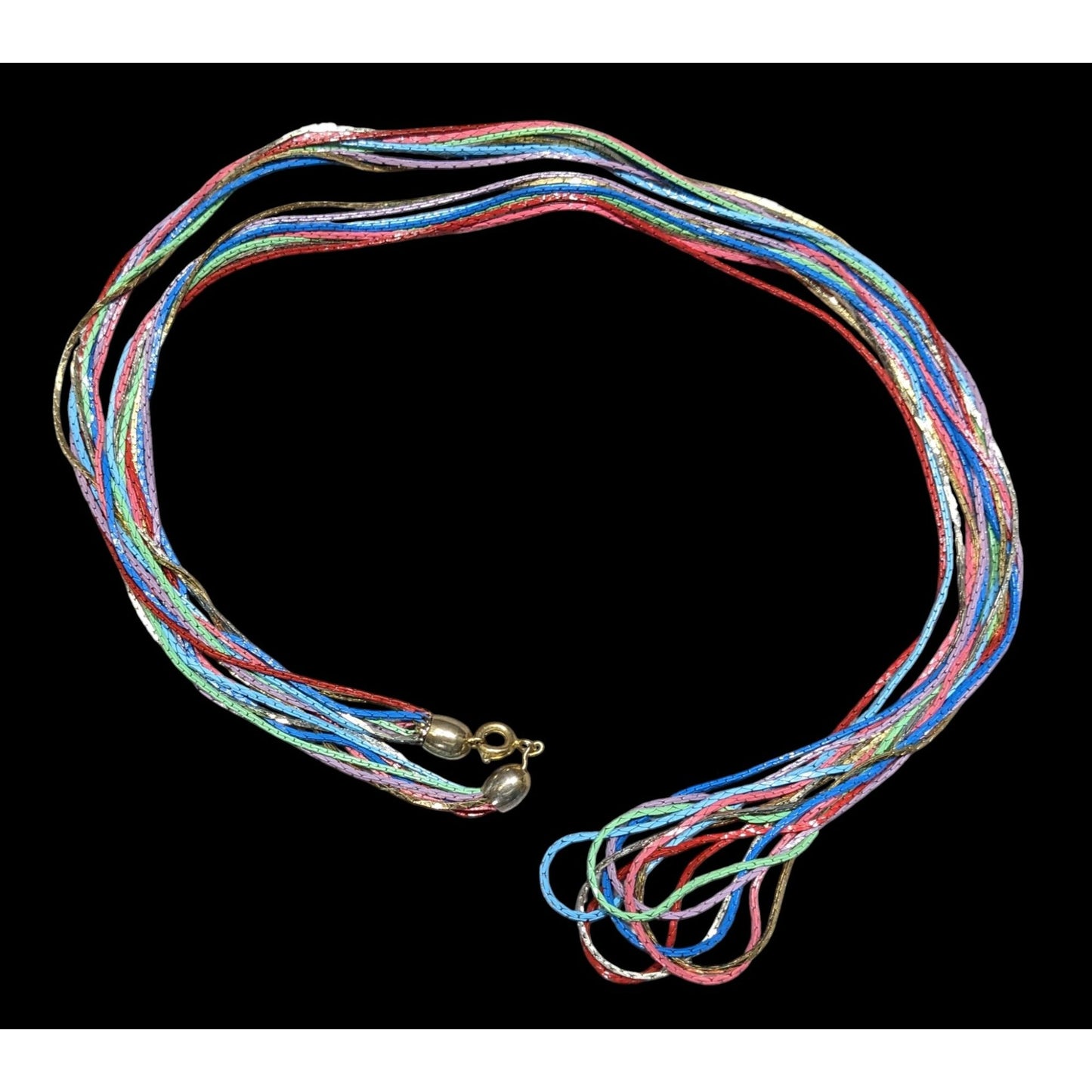 Vintage Rainbow Multistrand Metallic Thread Necklace