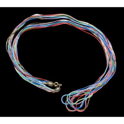 Vintage Rainbow Multistrand Metallic Thread Necklace