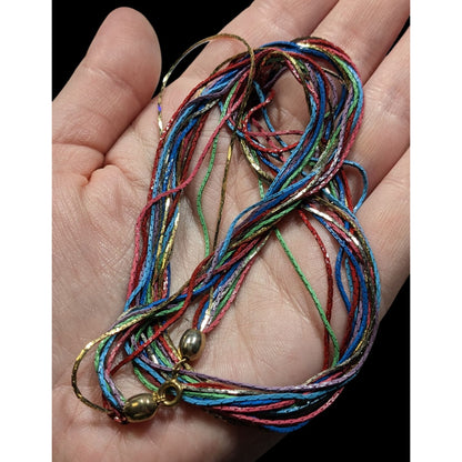 Vintage Rainbow Multistrand Metallic Thread Necklace