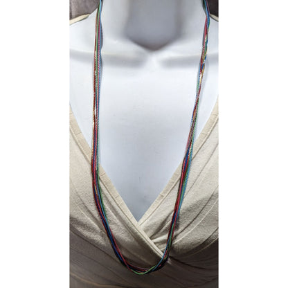 Vintage Rainbow Multistrand Metallic Thread Necklace