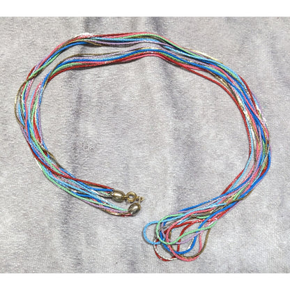 Vintage Rainbow Multistrand Metallic Thread Necklace