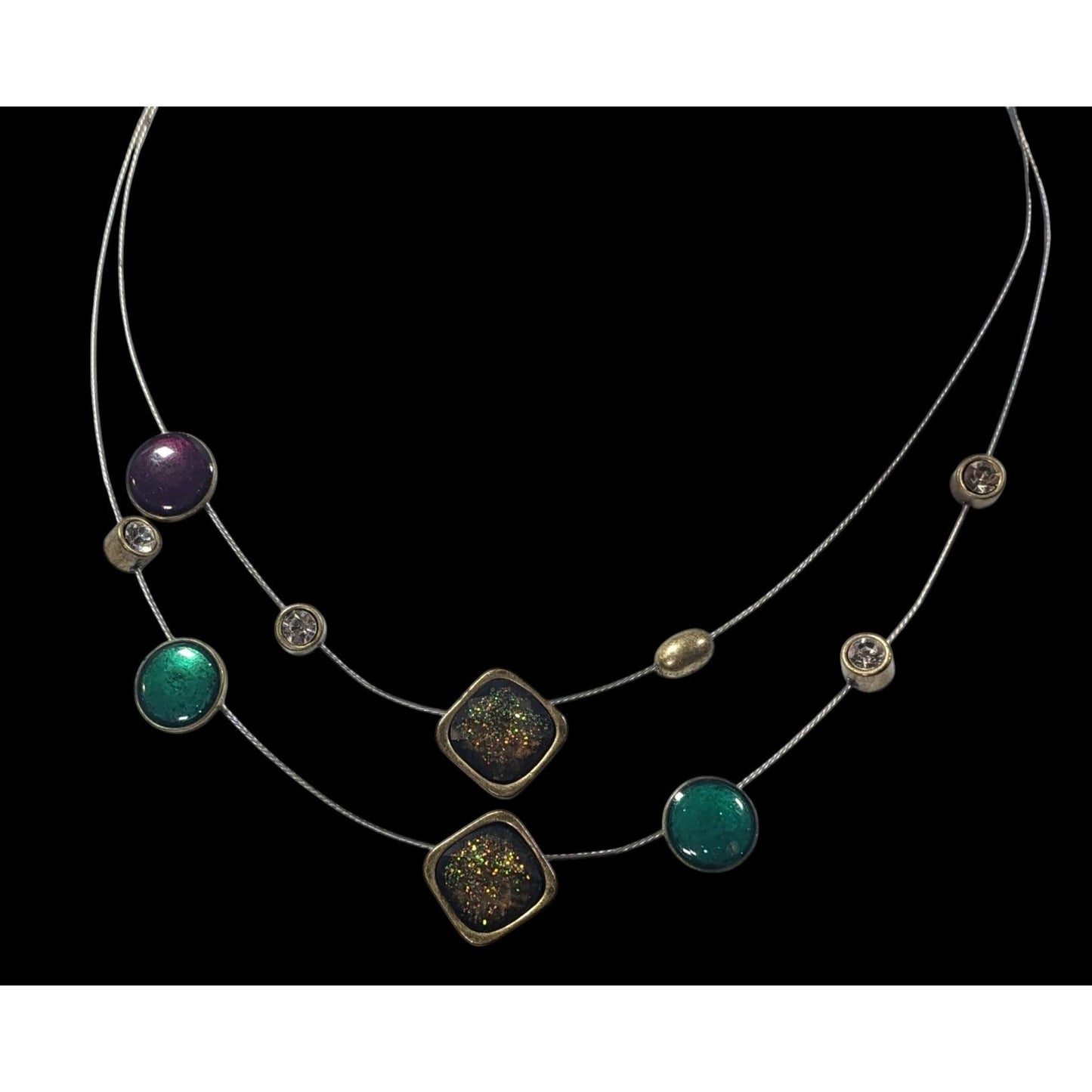 Whimsical Glitter Metallic Floating Necklace