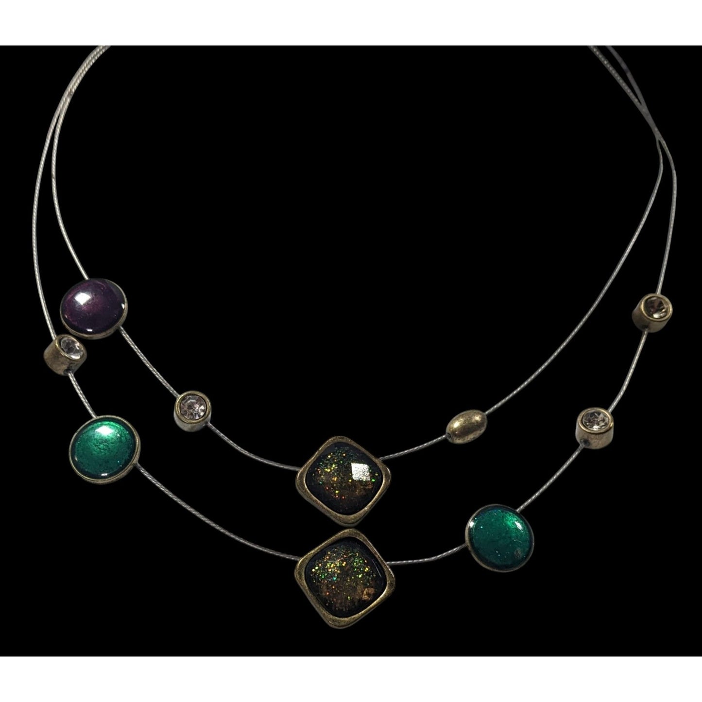 Whimsical Glitter Metallic Floating Necklace