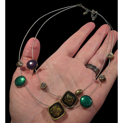 Whimsical Glitter Metallic Floating Necklace