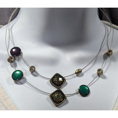 Whimsical Glitter Metallic Floating Necklace