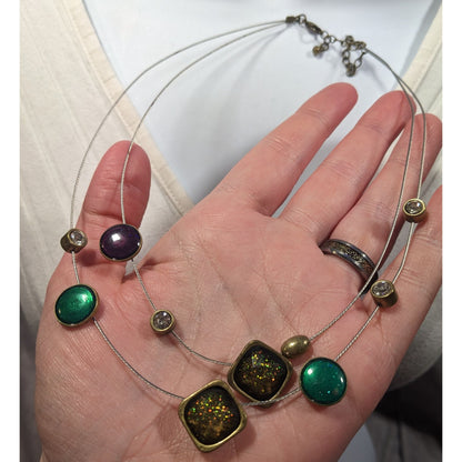 Whimsical Glitter Metallic Floating Necklace