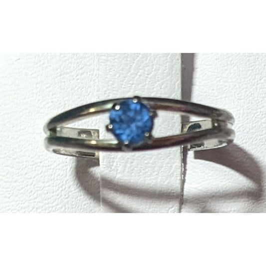 Casual Silver Tone Blue Stone Adjustable Ring Size 6 1/2