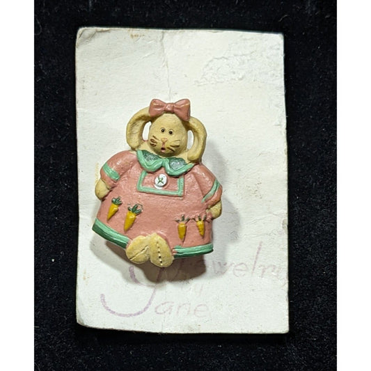 Vintage 90s Cottagecore Easter Bunny Brooch