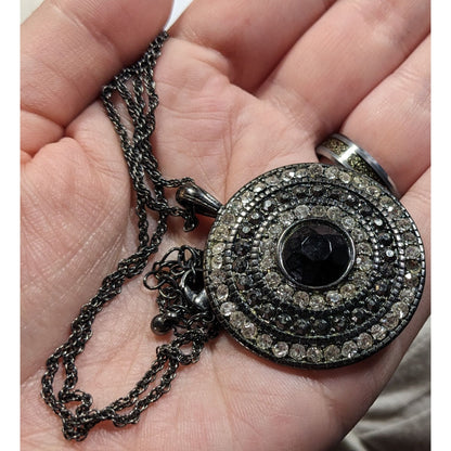 Bohemian Glam Rhinestone Medallion Pendant Necklace