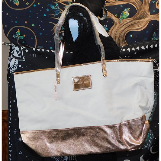Victoria's Secret Rose Gold And Beige Tote