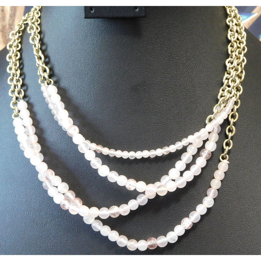 Multilayer Lolita Grunge Pink Beaded Chain Necklace